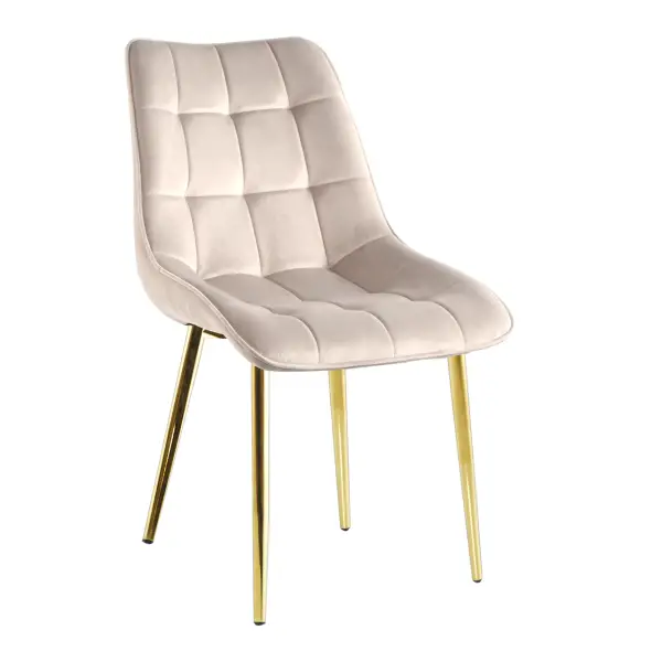 Krzesło na złotych nogach tapicerowane beżowy nogi złoty J262-1